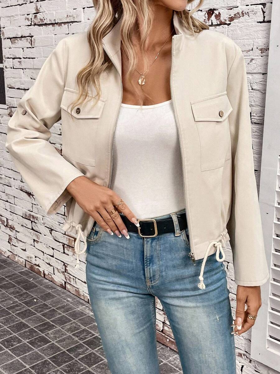Jaqueta Marina Cropped Casual
