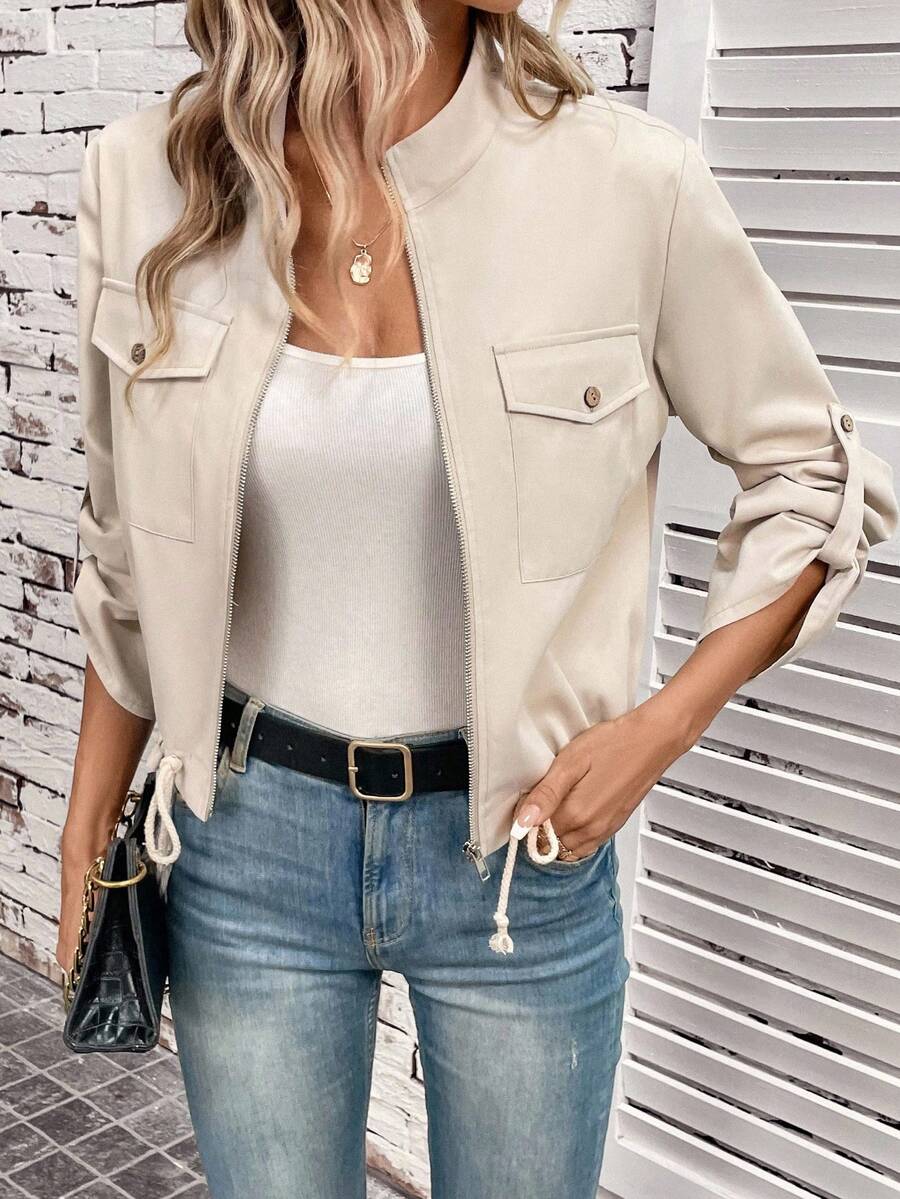 Jaqueta Marina Cropped Casual