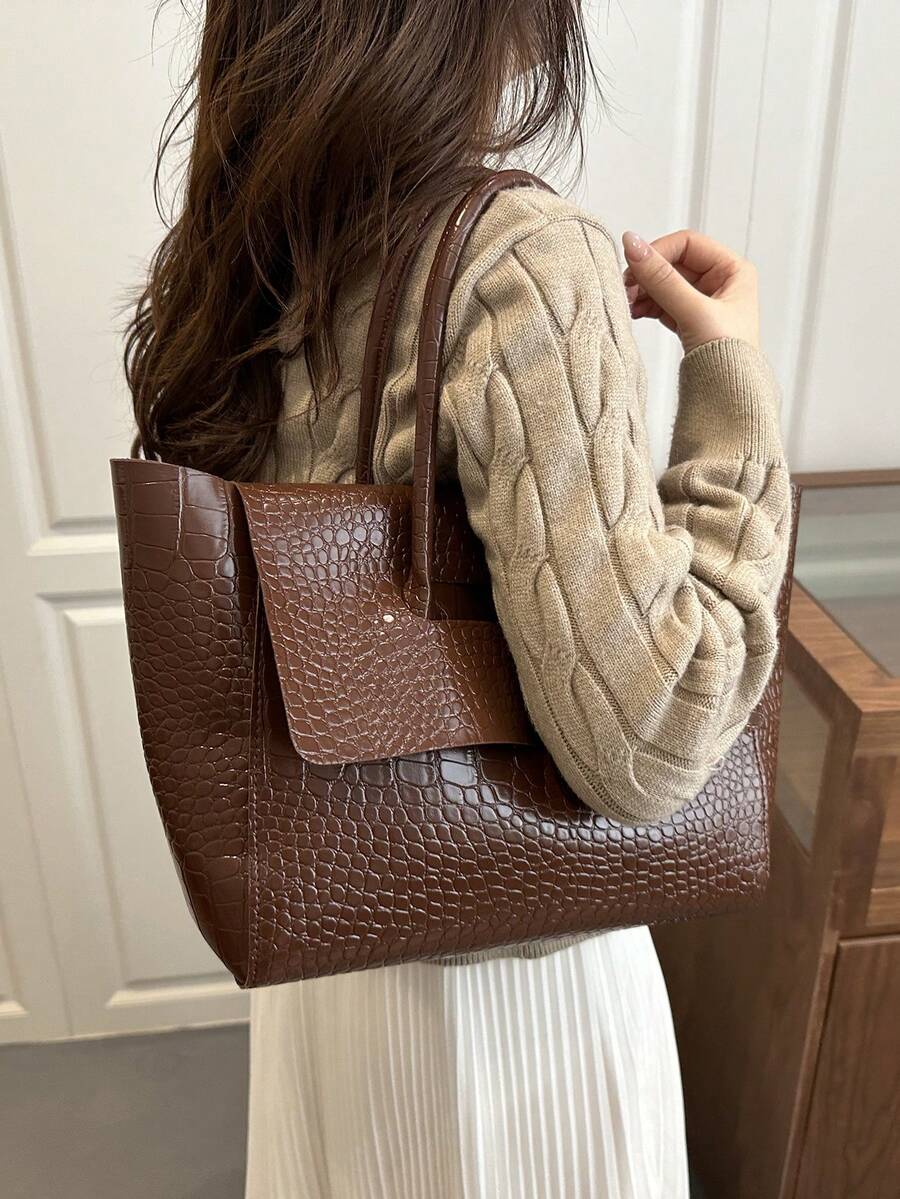 Bolsa de Mão Milano Croco Alça Dupla