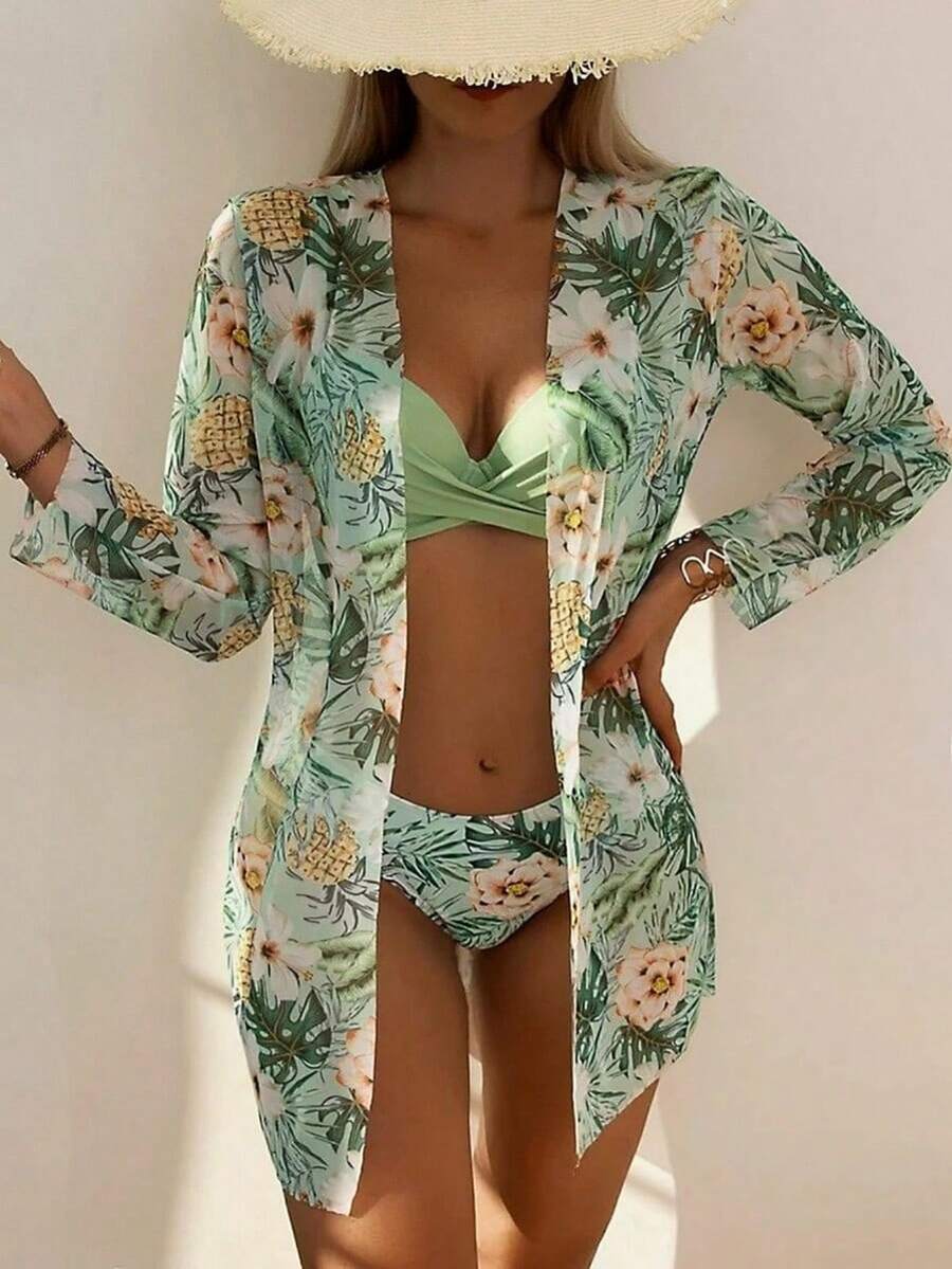 Conjunto Biquíni Praia 3 Peças Estampado