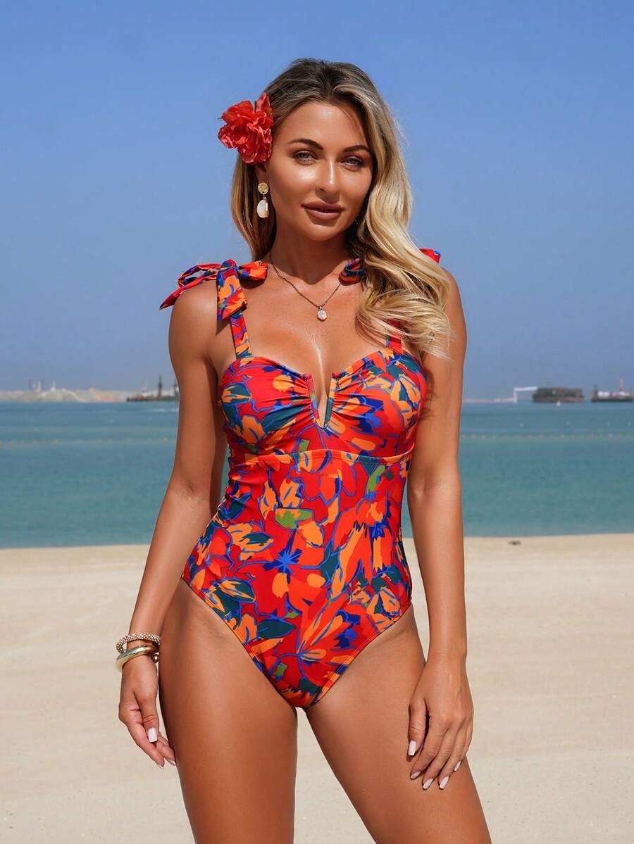 Maiô Monokini Alana Alça Fina com Nó