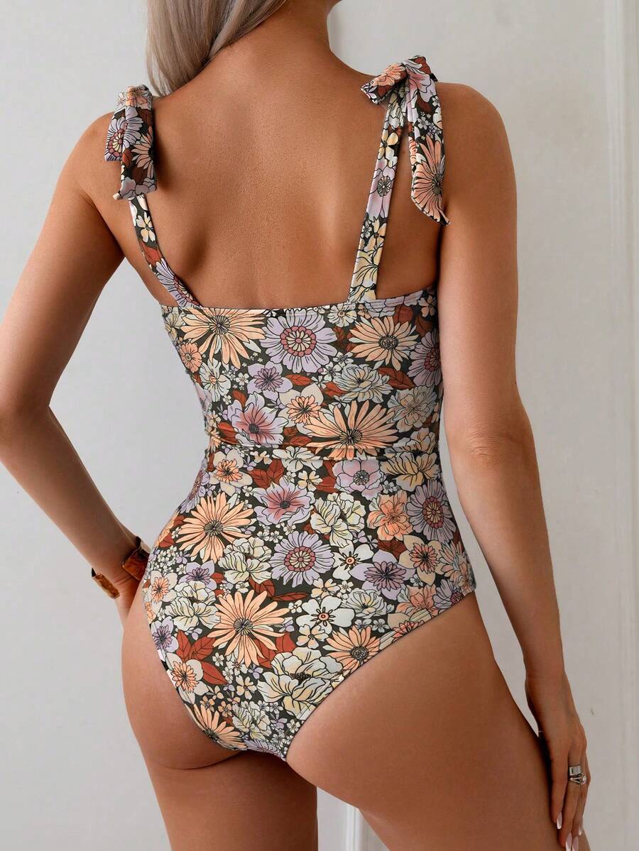 Maiô Monokini Alana Alça Fina com Nó
