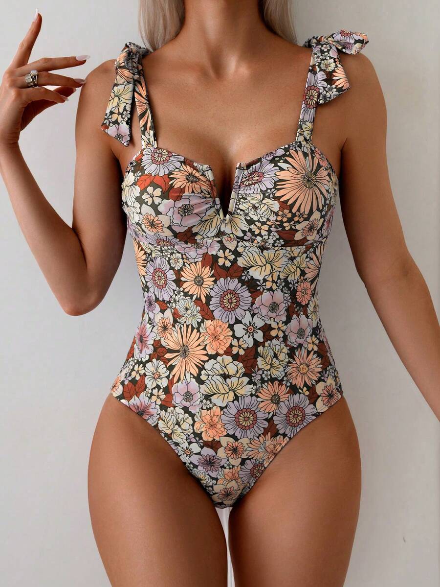 Maiô Monokini Alana Alça Fina com Nó