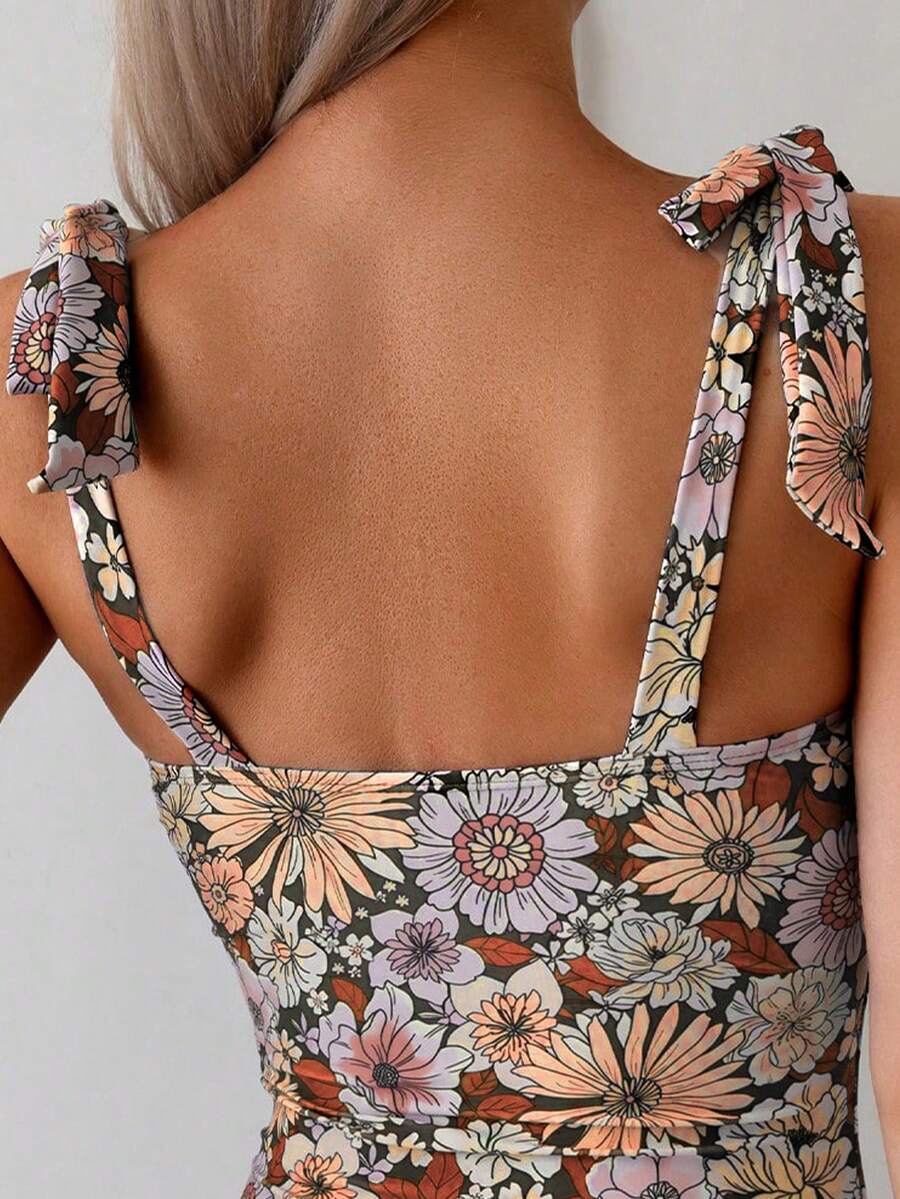 Maiô Monokini Alana Alça Fina com Nó