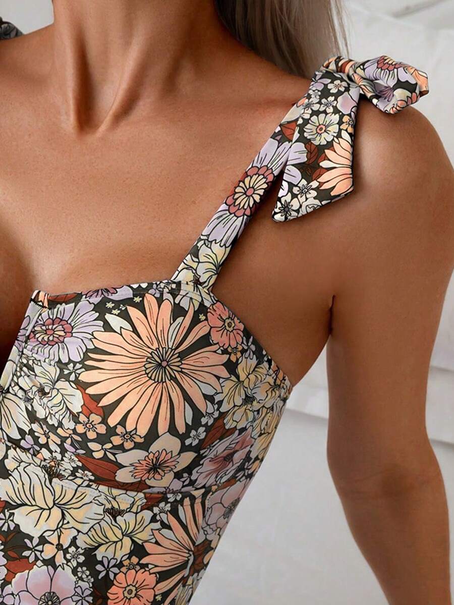Maiô Monokini Alana Alça Fina com Nó