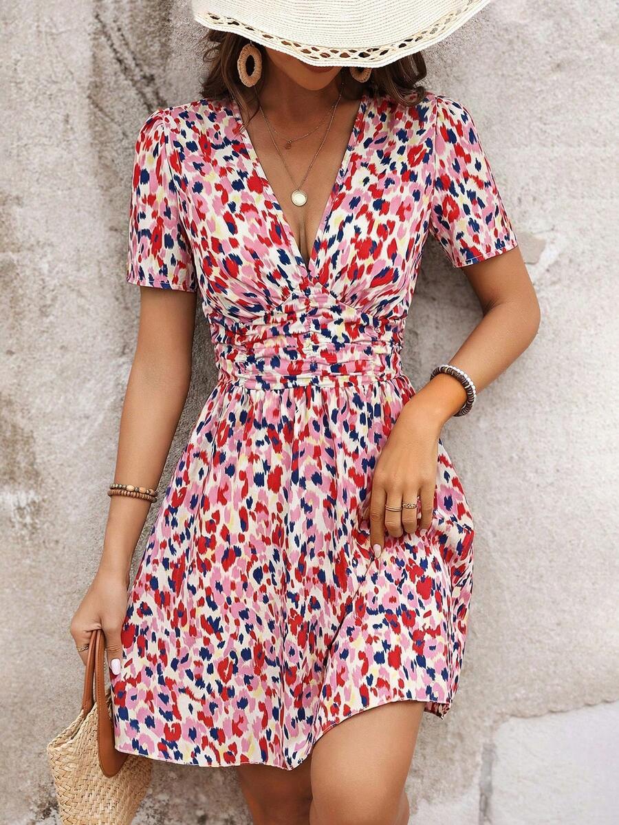 Vestido Curto Manuela Franzido Decote V