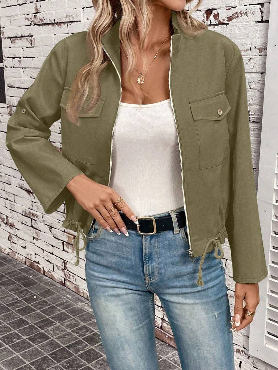 Jaqueta Marina Cropped Casual