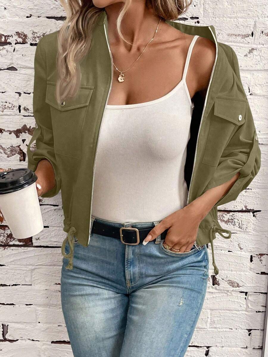 Jaqueta Marina Cropped Casual
