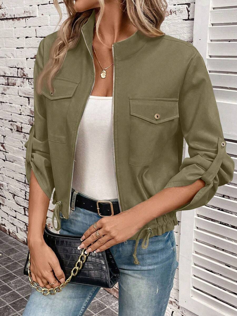 Jaqueta Marina Cropped Casual