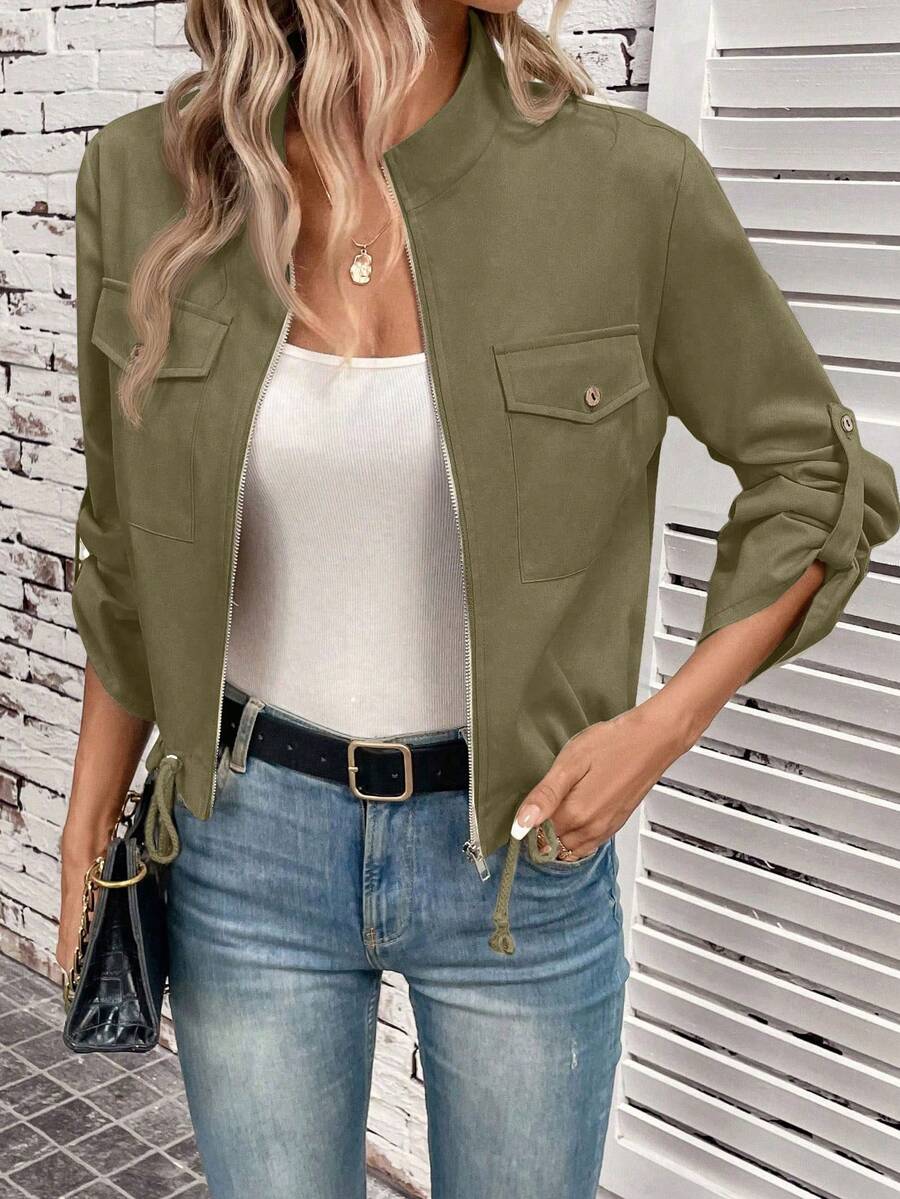 Jaqueta Marina Cropped Casual