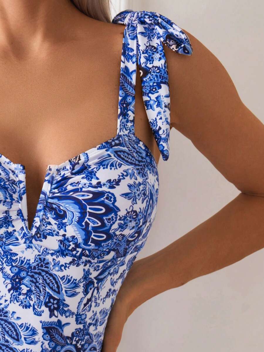 Maiô Monokini Alana Alça Fina com Nó