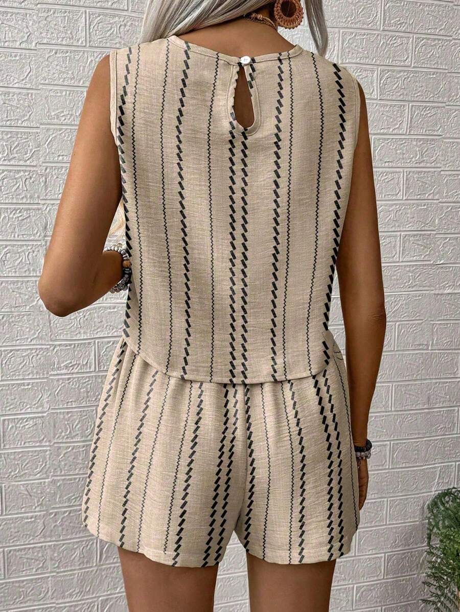 Conjunto Duo Marina Top Gola Redonda e Shorts