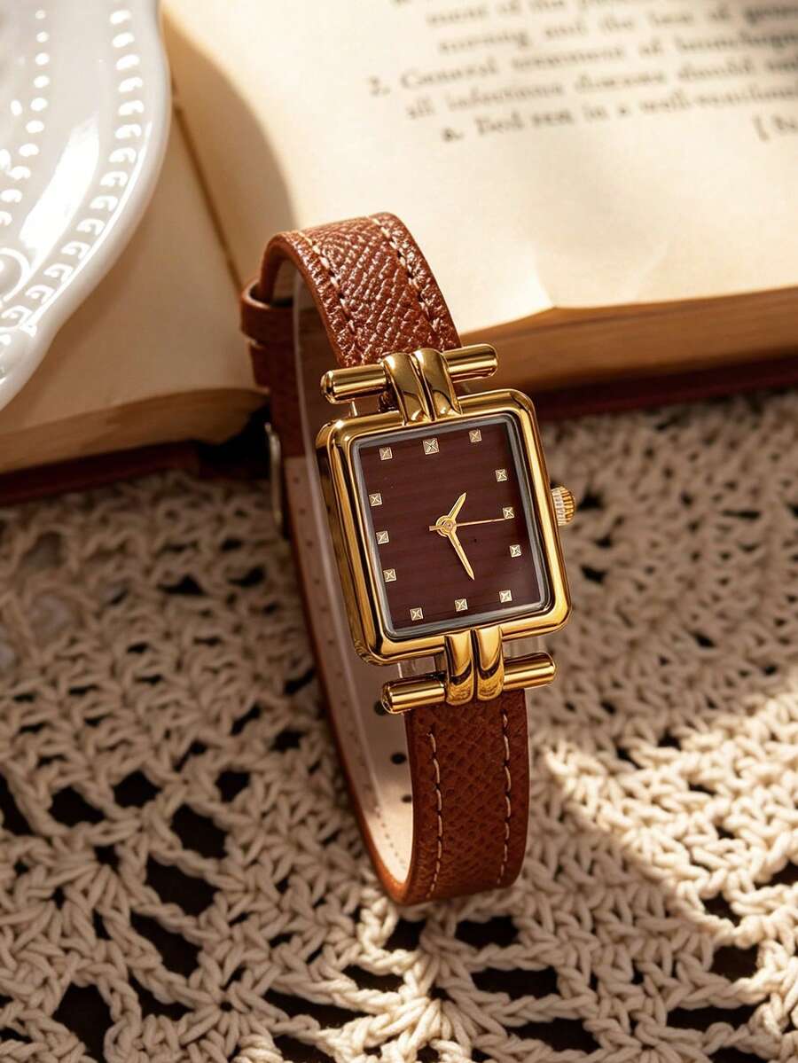Relógio Feminino Vintage Mostrador Retangular