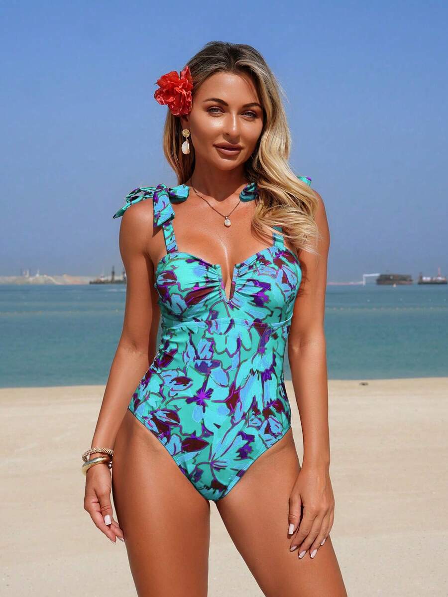 Maiô Monokini Alana Alça Fina com Nó