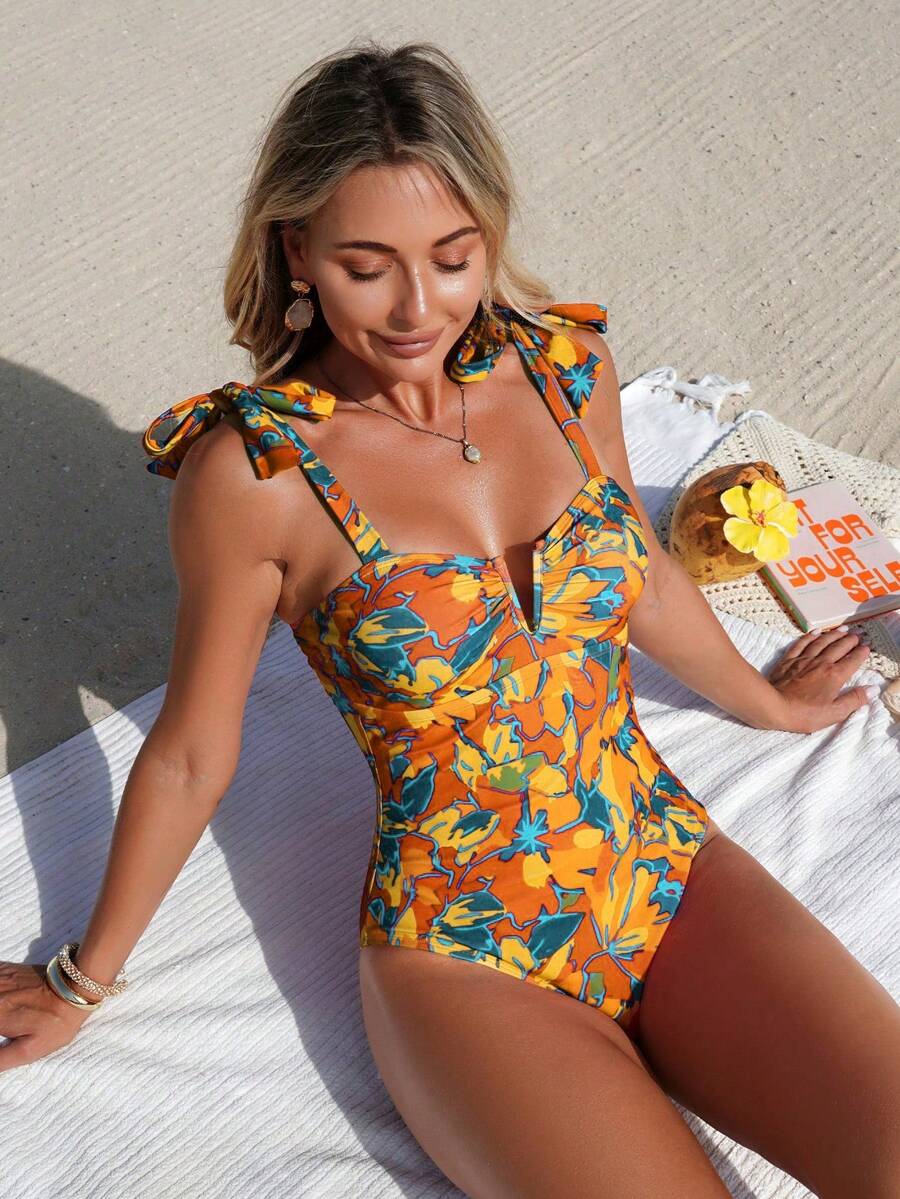 Maiô Monokini Alana Alça Fina com Nó
