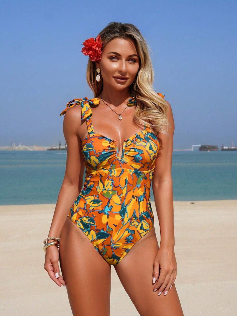 Maiô Monokini Alana Alça Fina com Nó