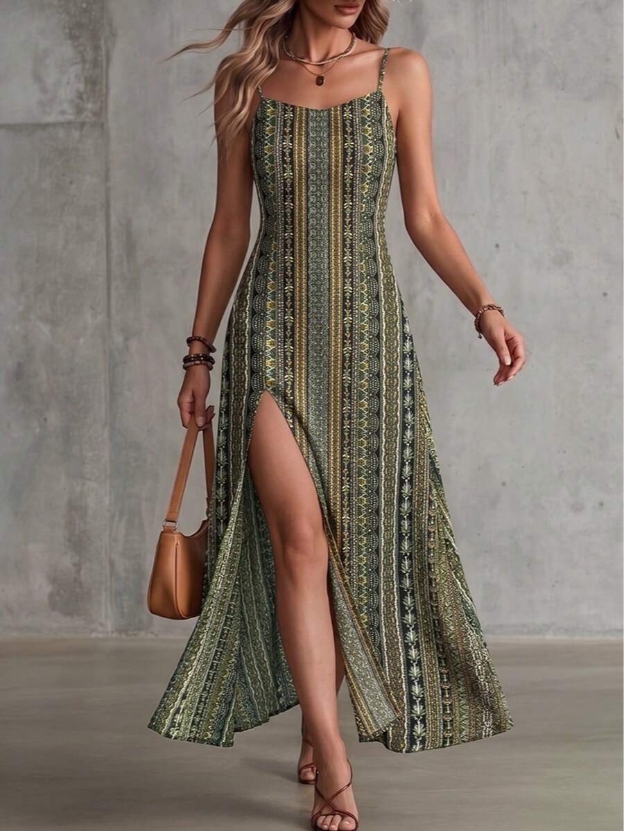 Vestido Praia Vintage Lorena Fenda Alta