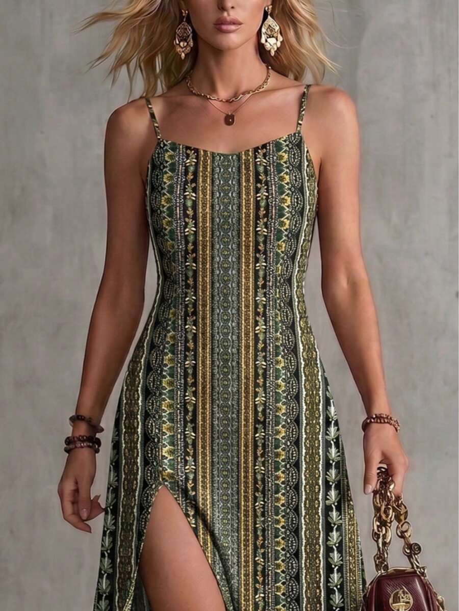 Vestido Praia Vintage Lorena Fenda Alta