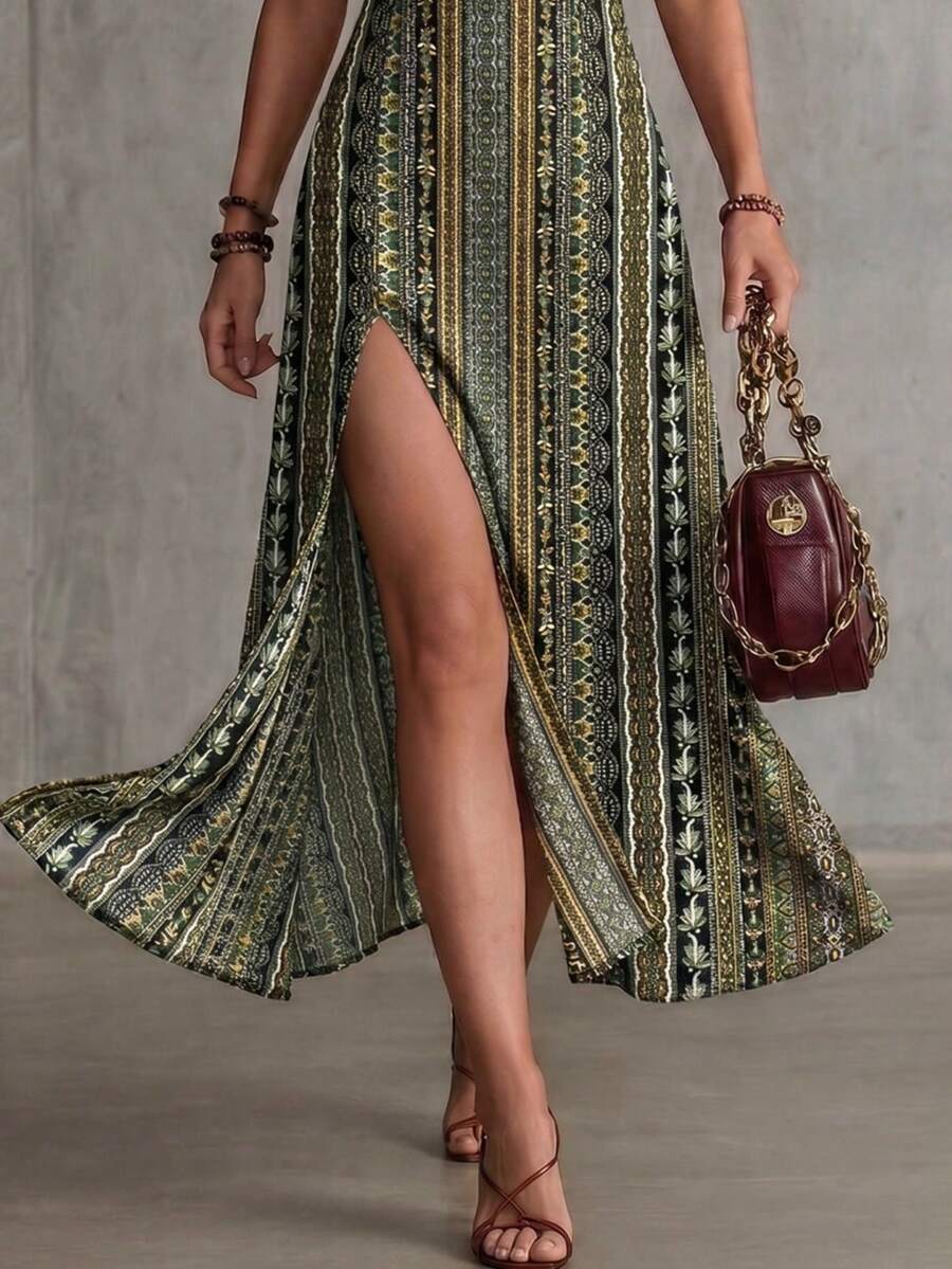 Vestido Praia Vintage Lorena Fenda Alta