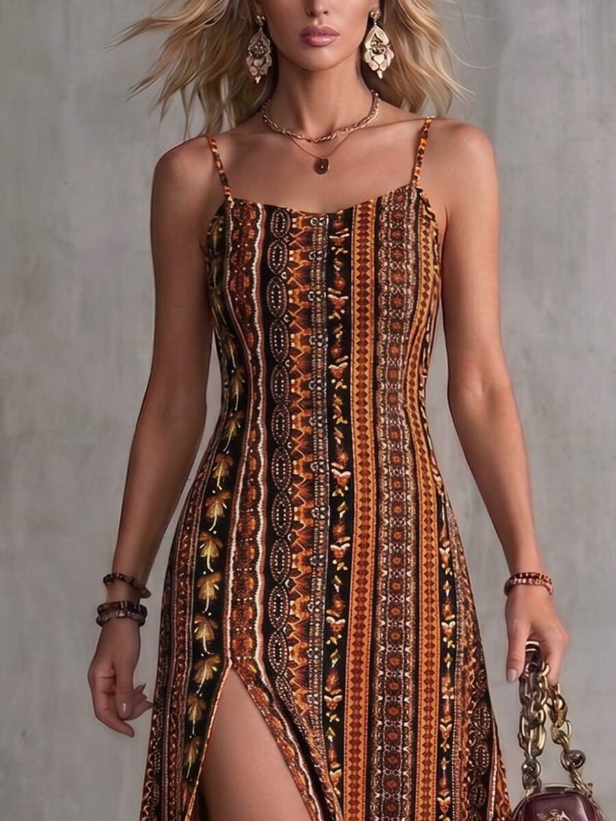 Vestido Praia Vintage Lorena Fenda Alta