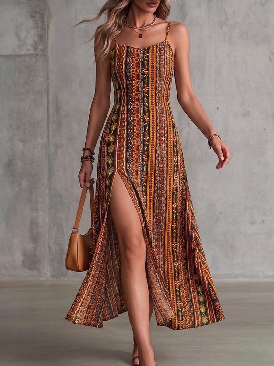 Vestido Praia Vintage Lorena Fenda Alta
