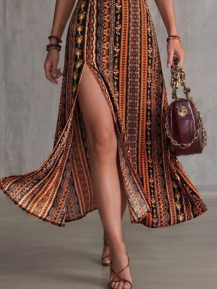 Vestido Praia Vintage Lorena Fenda Alta