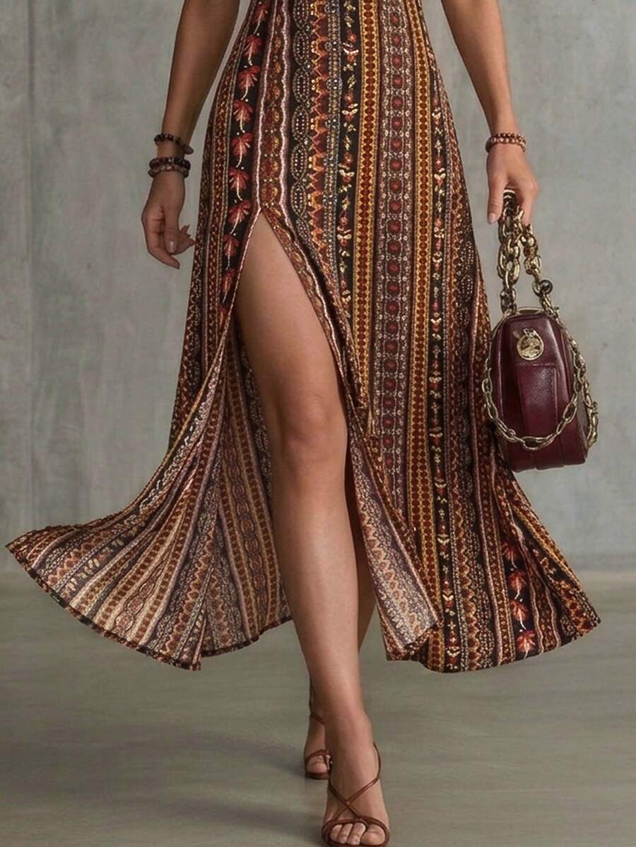 Vestido Praia Vintage Lorena Fenda Alta