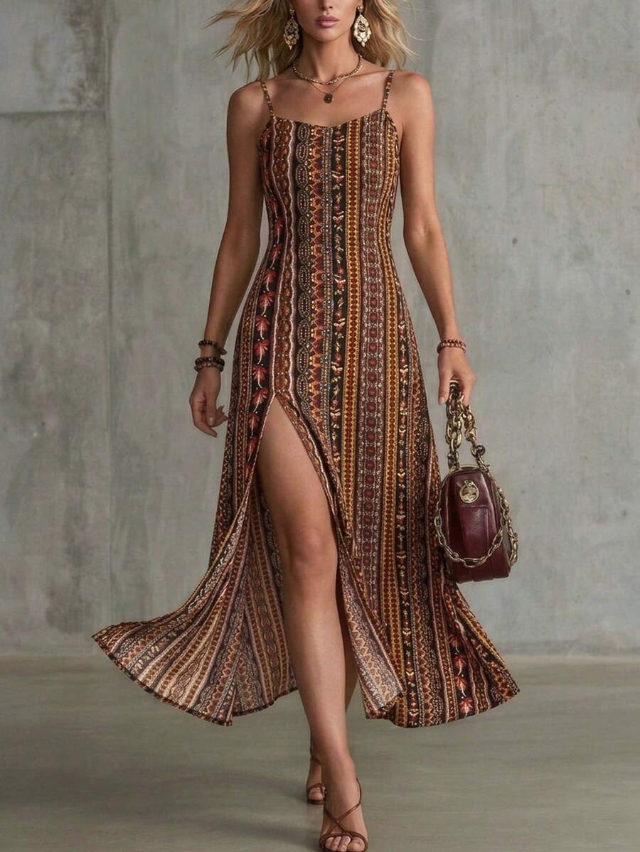 Vestido Praia Vintage Lorena Fenda Alta