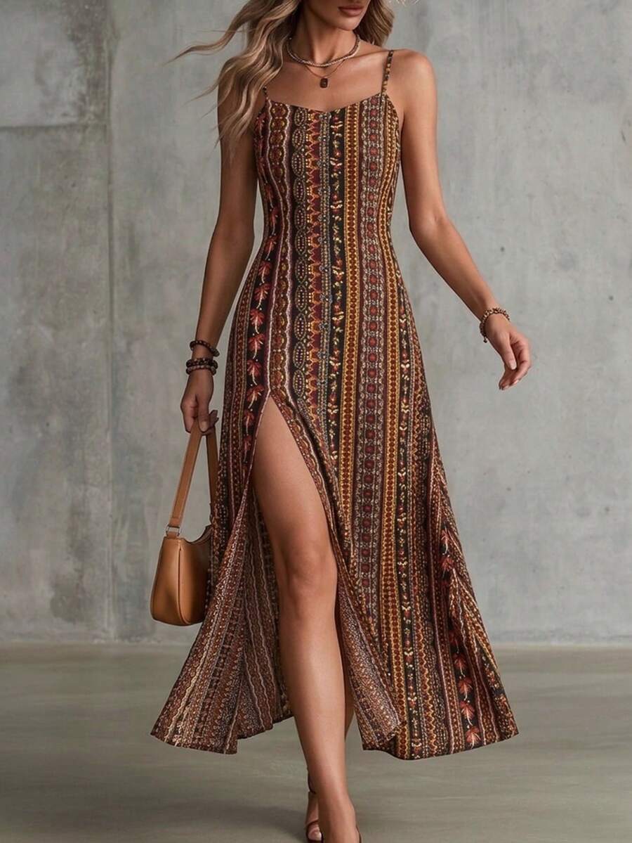 Vestido Praia Vintage Lorena Fenda Alta