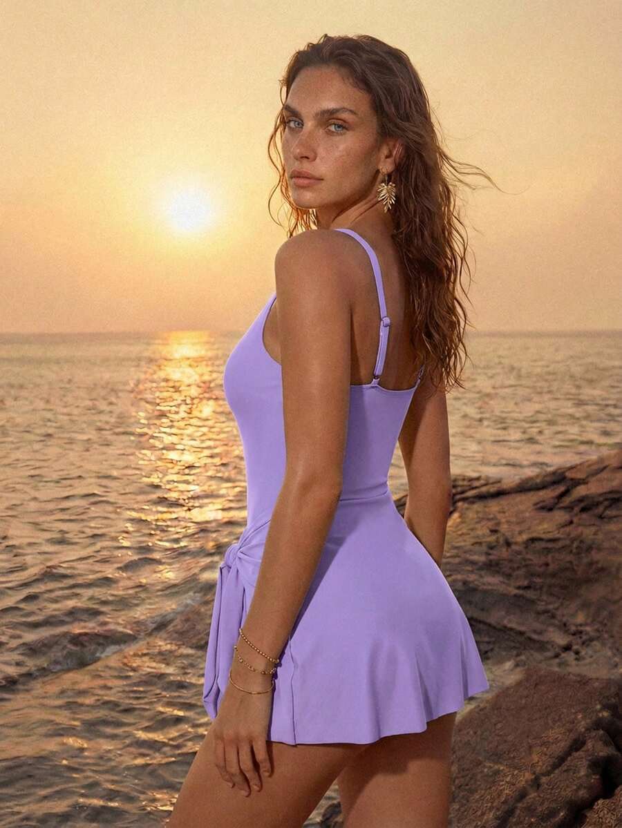Maiô Monokini Longo Sofia Amarração no Pescoço