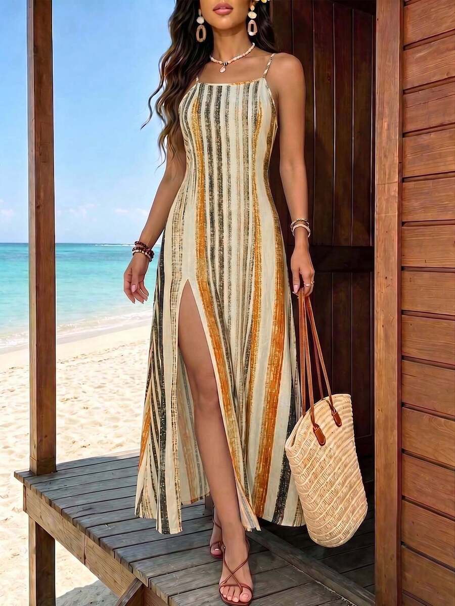 Vestido Praia Vintage Lorena Fenda Alta
