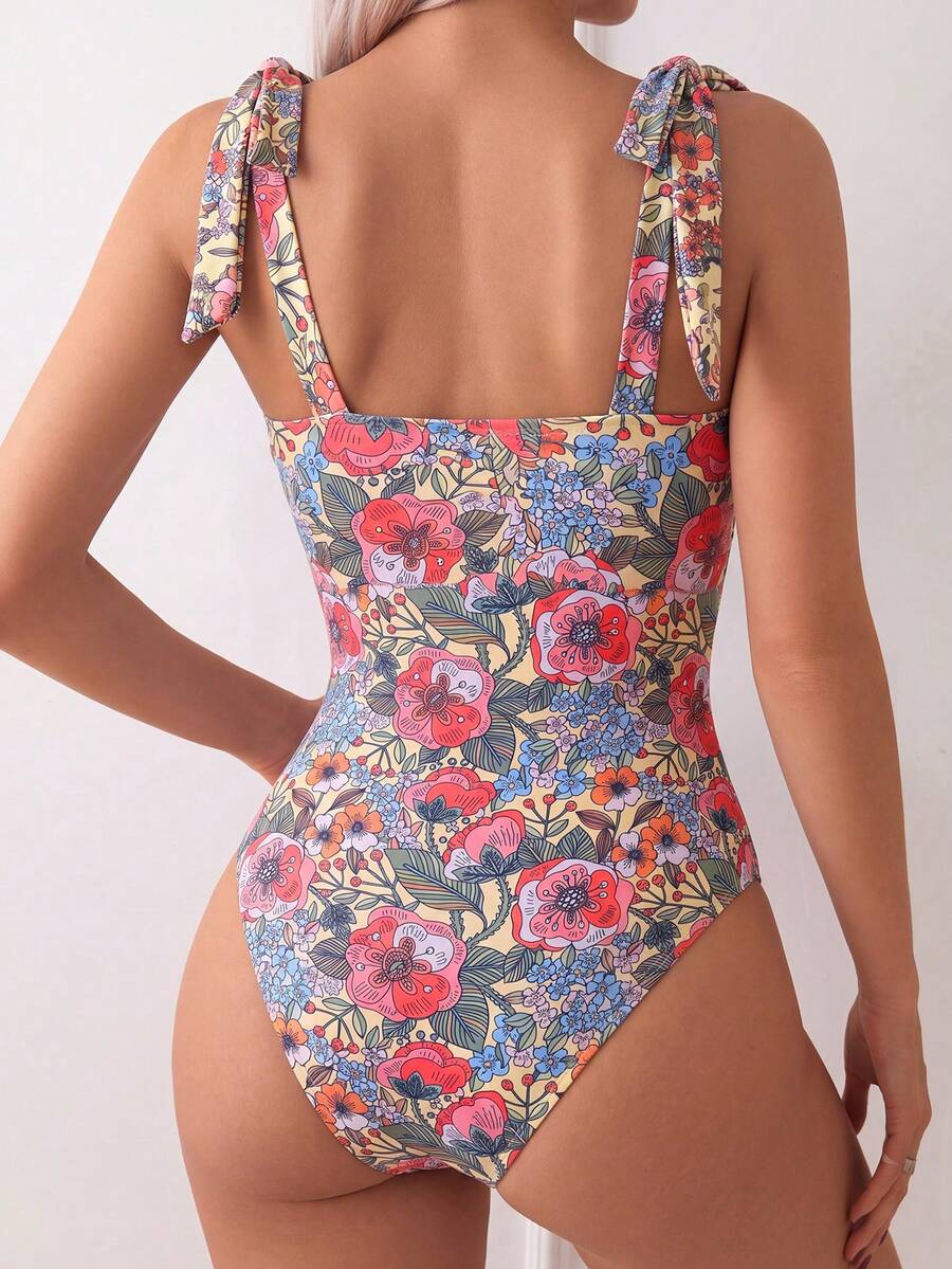 Maiô Monokini Alana Alça Fina com Nó