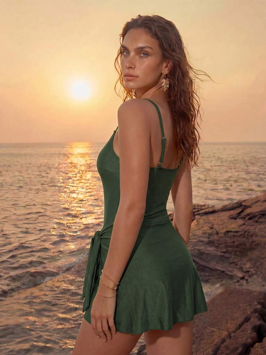 Maiô Monokini Longo Sofia Amarração no Pescoço