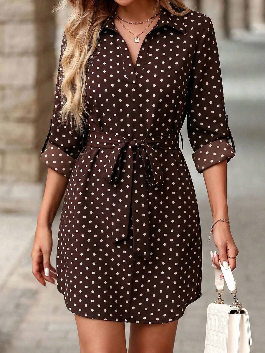 Vestido Poá Elisa Elegante Trabalho