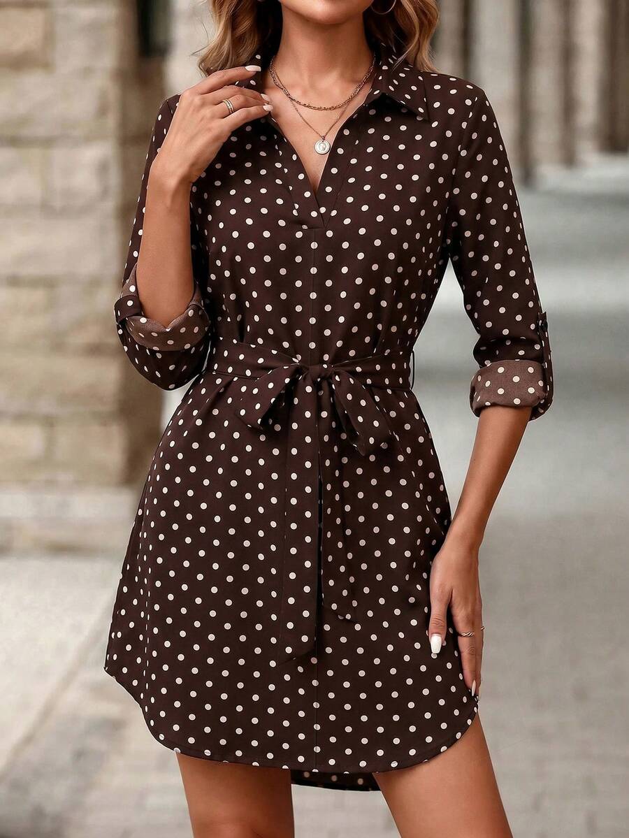 Vestido Poá Elisa Elegante Trabalho