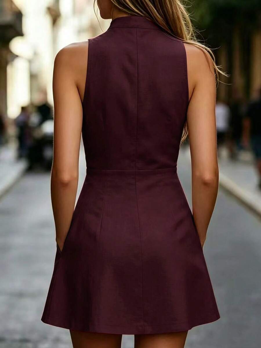 Vestido Mini Antonella Decote V Entalhado