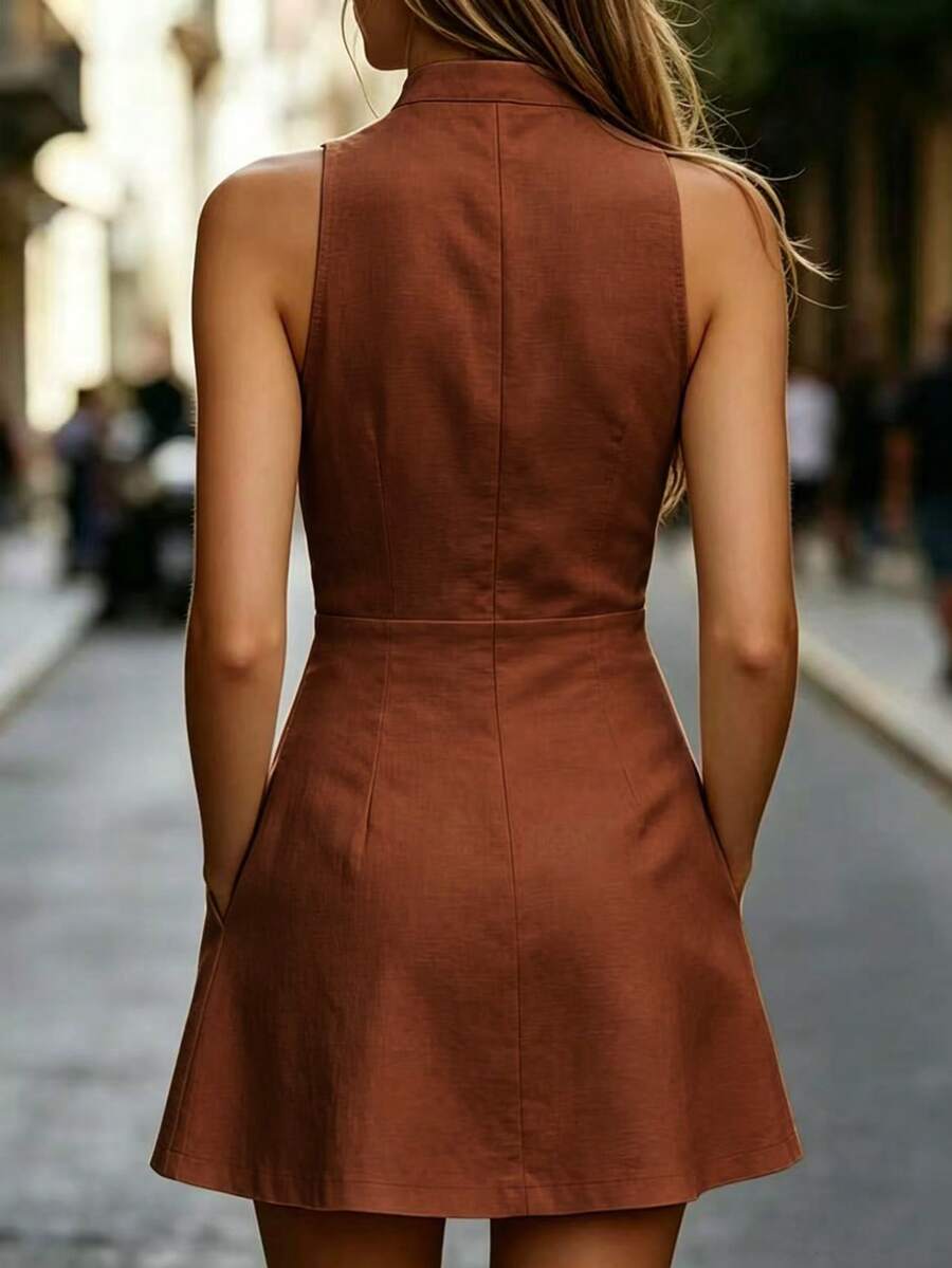 Vestido Mini Antonella Decote V Entalhado