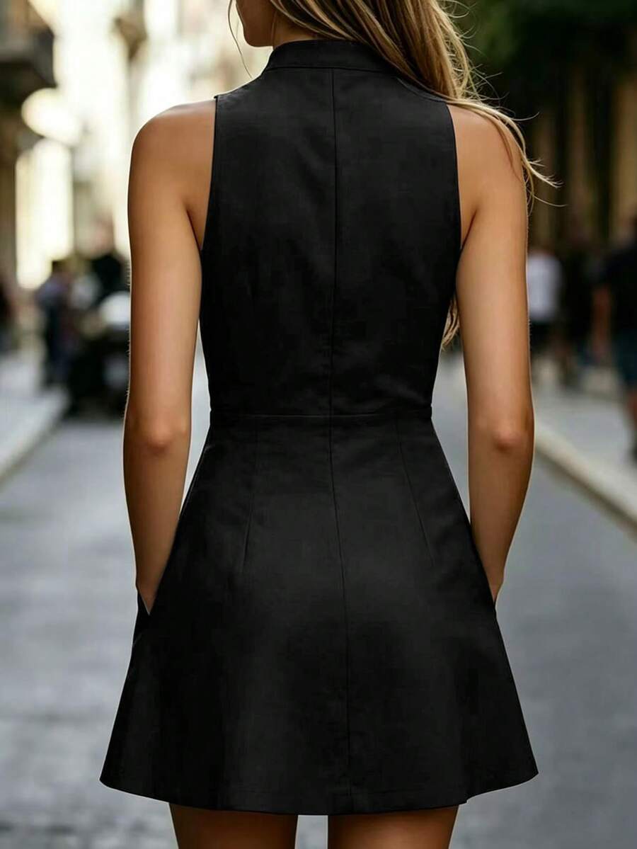 Vestido Mini Antonella Decote V Entalhado