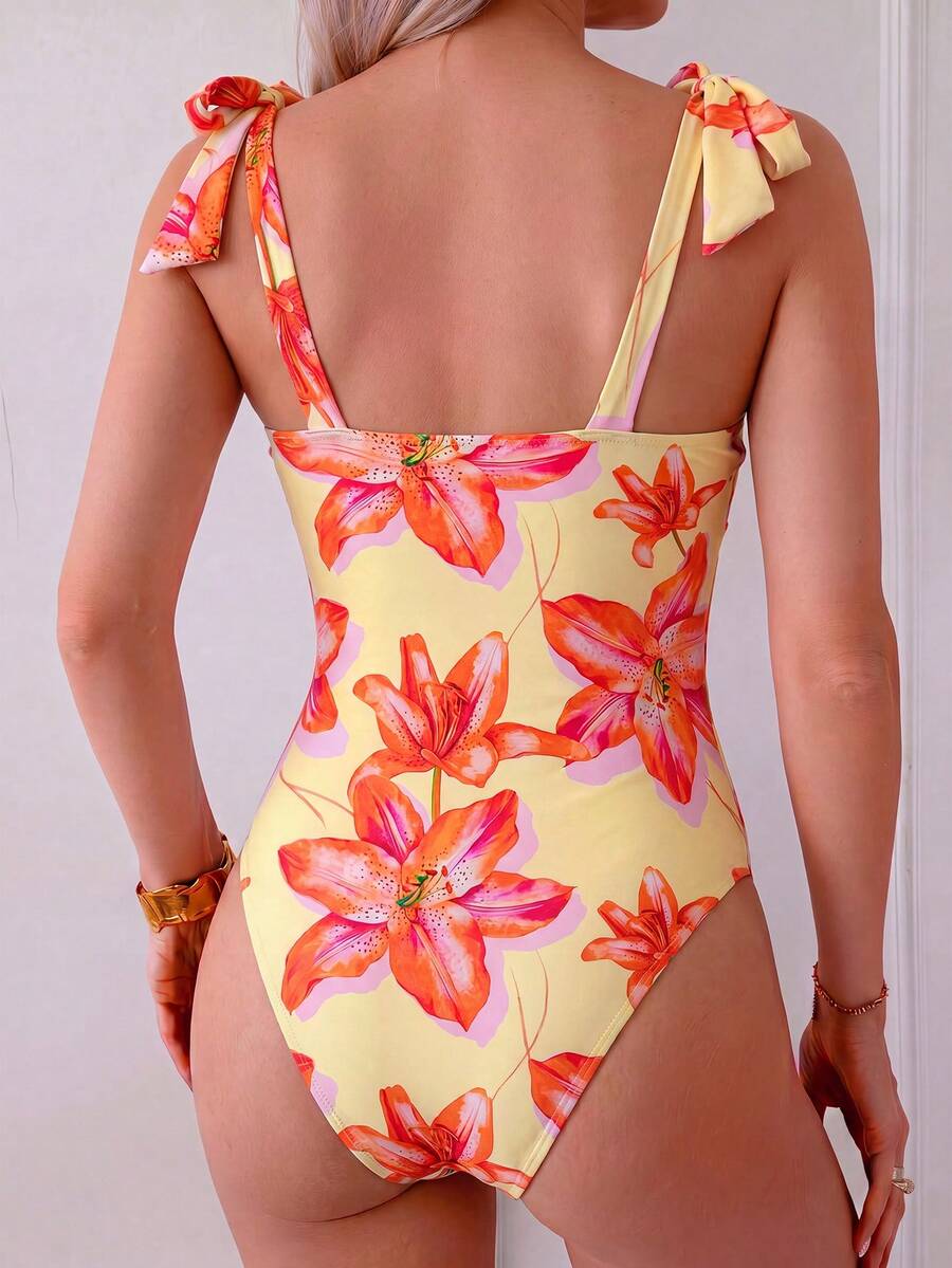 Maiô Monokini Alana Alça Fina com Nó