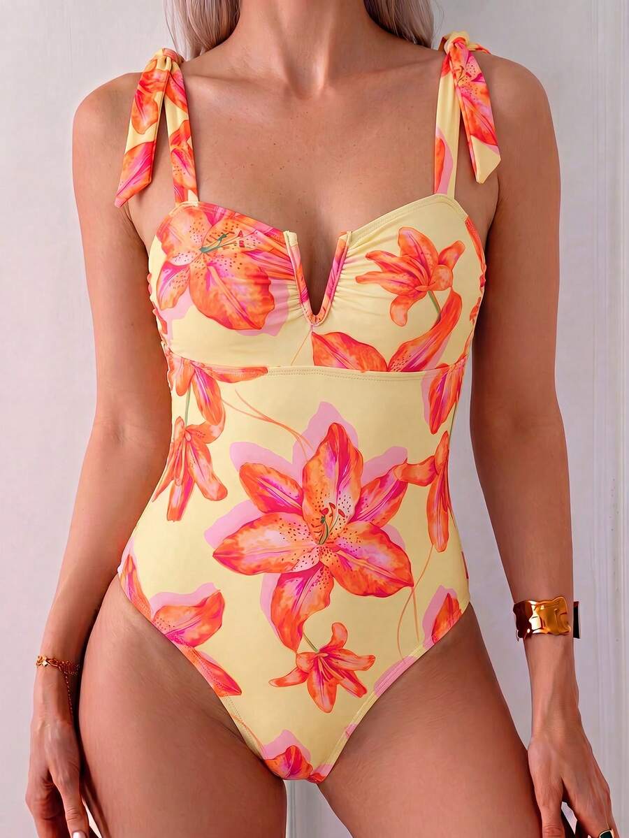 Maiô Monokini Alana Alça Fina com Nó