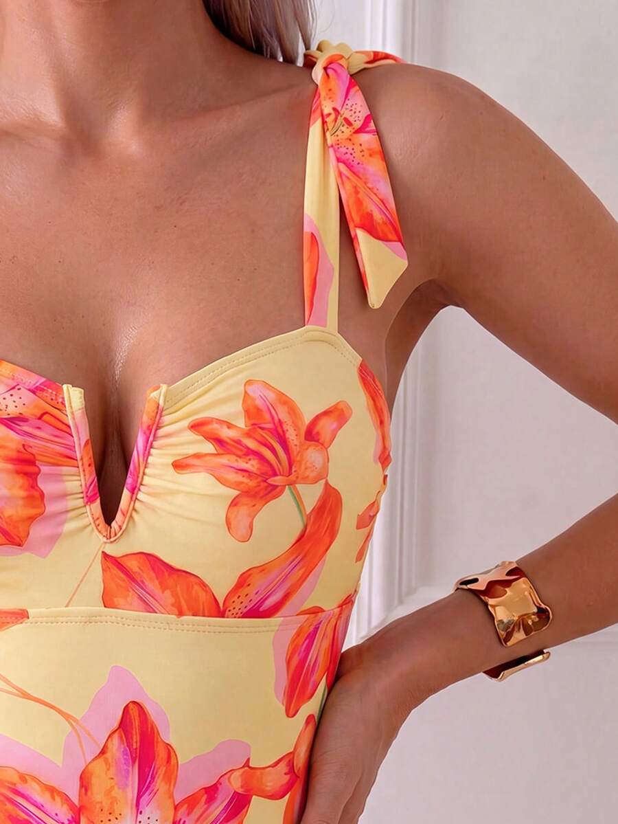 Maiô Monokini Alana Alça Fina com Nó