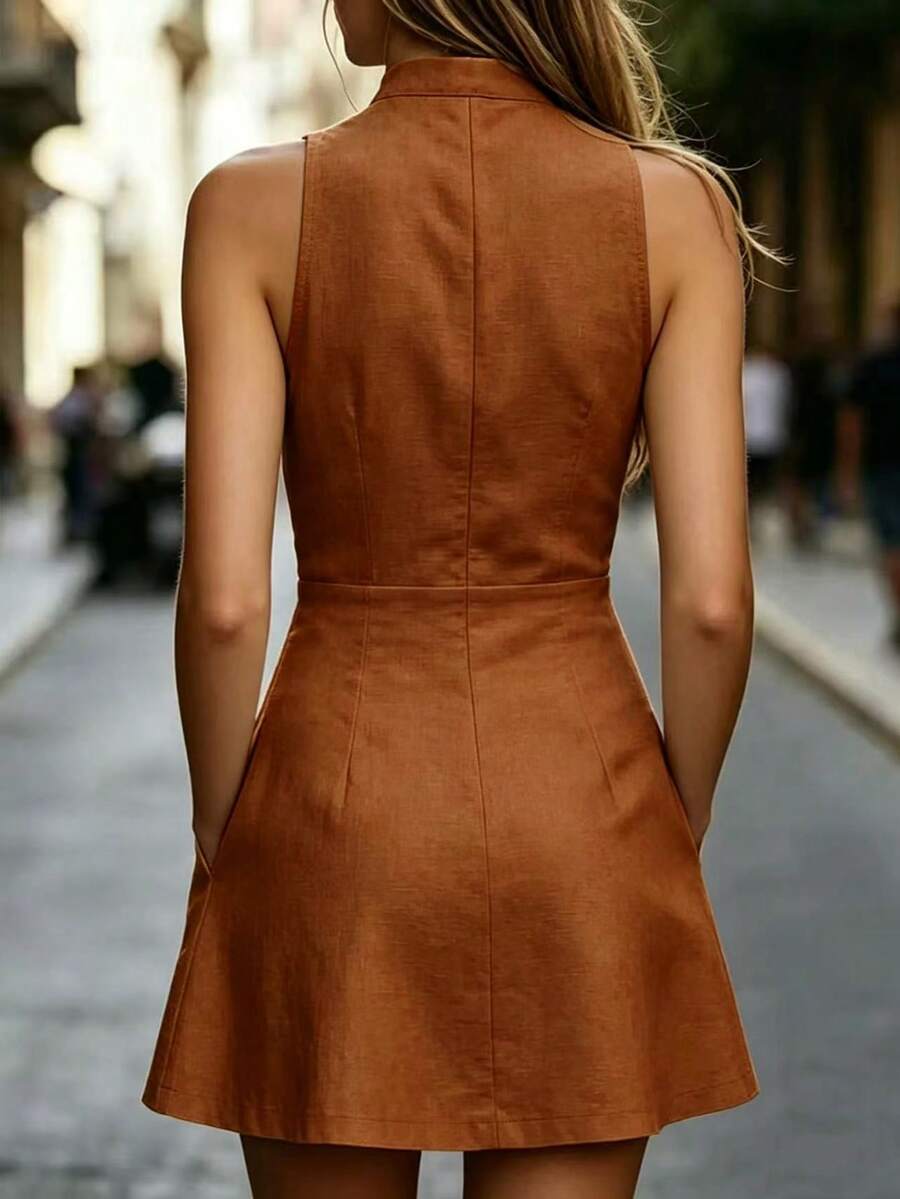 Vestido Mini Antonella Decote V Entalhado