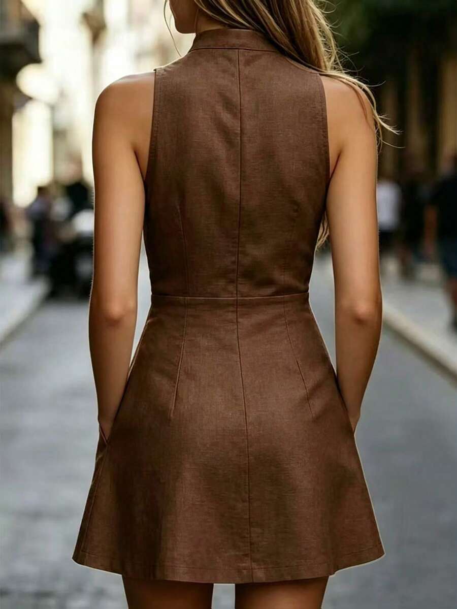 Vestido Mini Antonella Decote V Entalhado