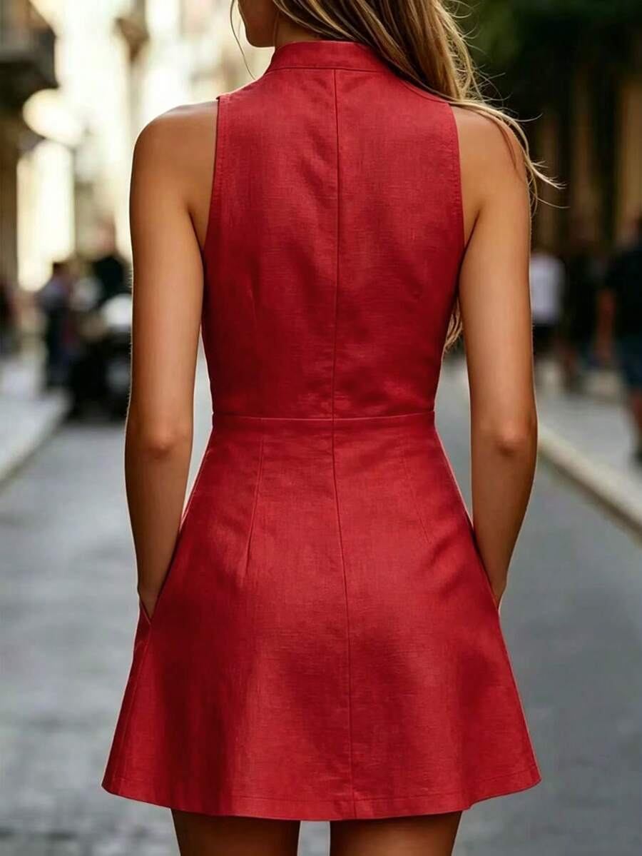 Vestido Mini Antonella Decote V Entalhado