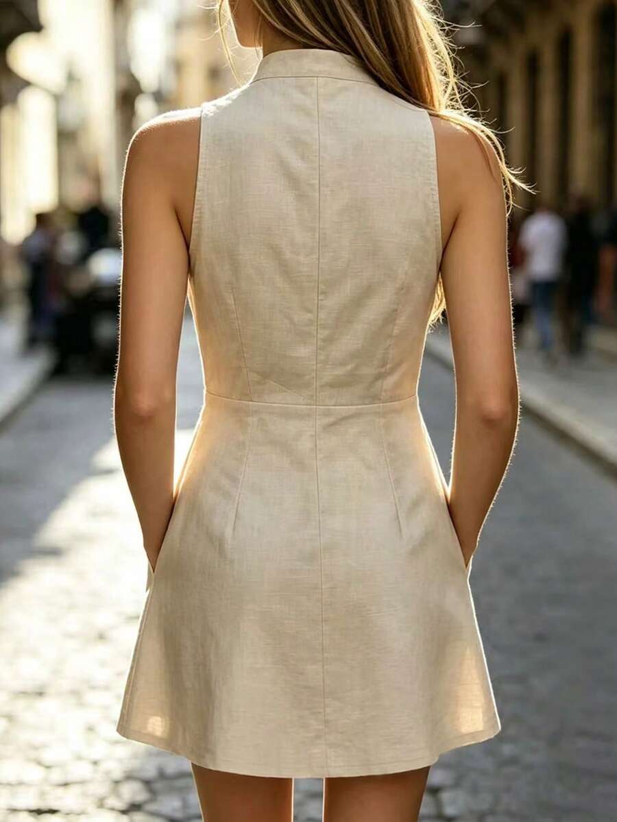 Vestido Mini Antonella Decote V Entalhado