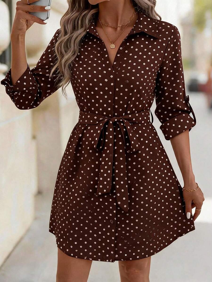 Vestido Poá Elisa Elegante Trabalho