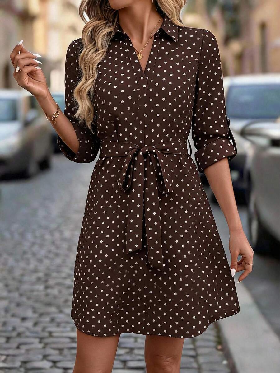 Vestido Poá Elisa Elegante Trabalho