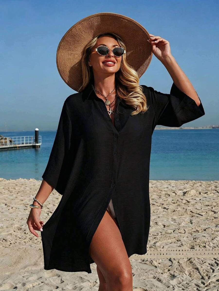Saída de Praia Trançada Manga 3/4