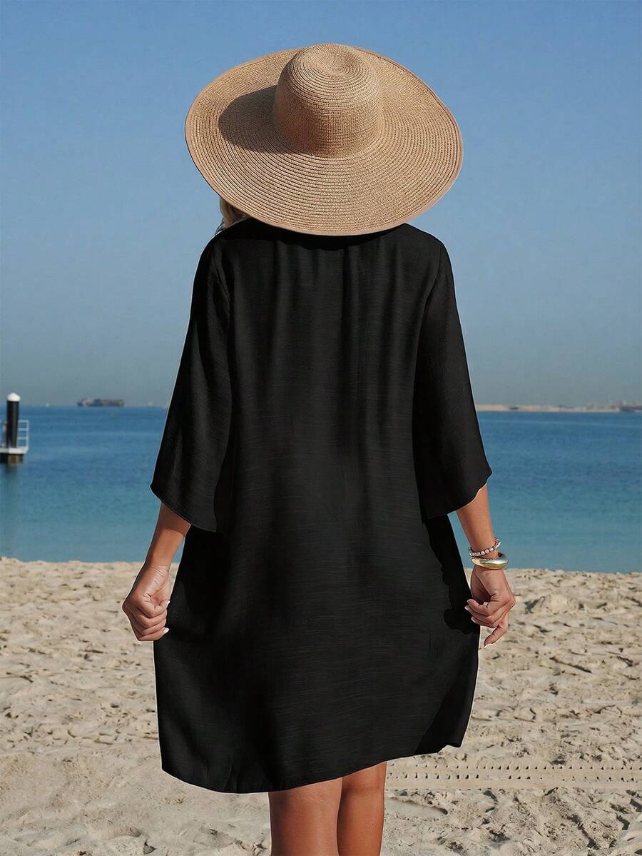 Saída de Praia Trançada Manga 3/4