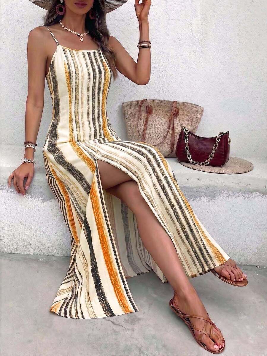 Vestido Praia Vintage Lorena Fenda Alta